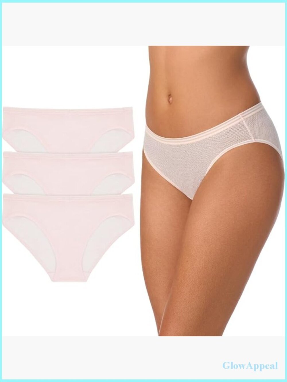 Sheer Stripe Bikini Underwear 3-Pack Low-Rise Cheeky Back